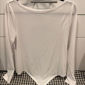 Women’s White Long-Sleeve Boatneck Tee